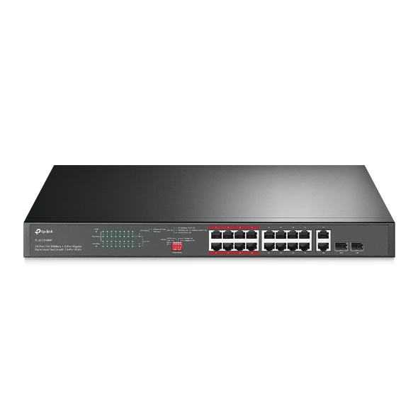 TP-LINK TL-SL1218MP 10/100 MBPS 16-PORT + 2 PORT GIGABIT RACKMOUNT SWITCH WITH 16-PORT POE+ FOR CCTV